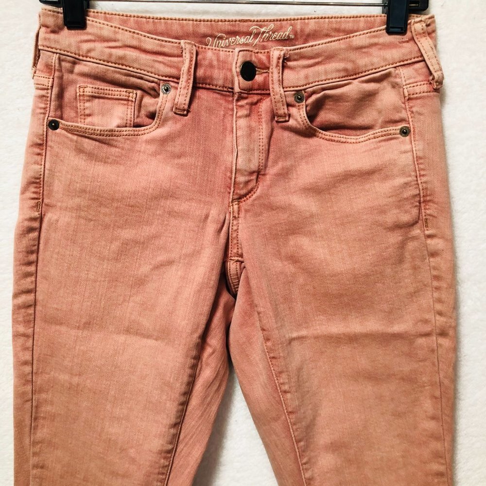 Universal Thread Peach Orange Cropped Jeans With Released Hems Size 2/26R - Picture 2 of 7